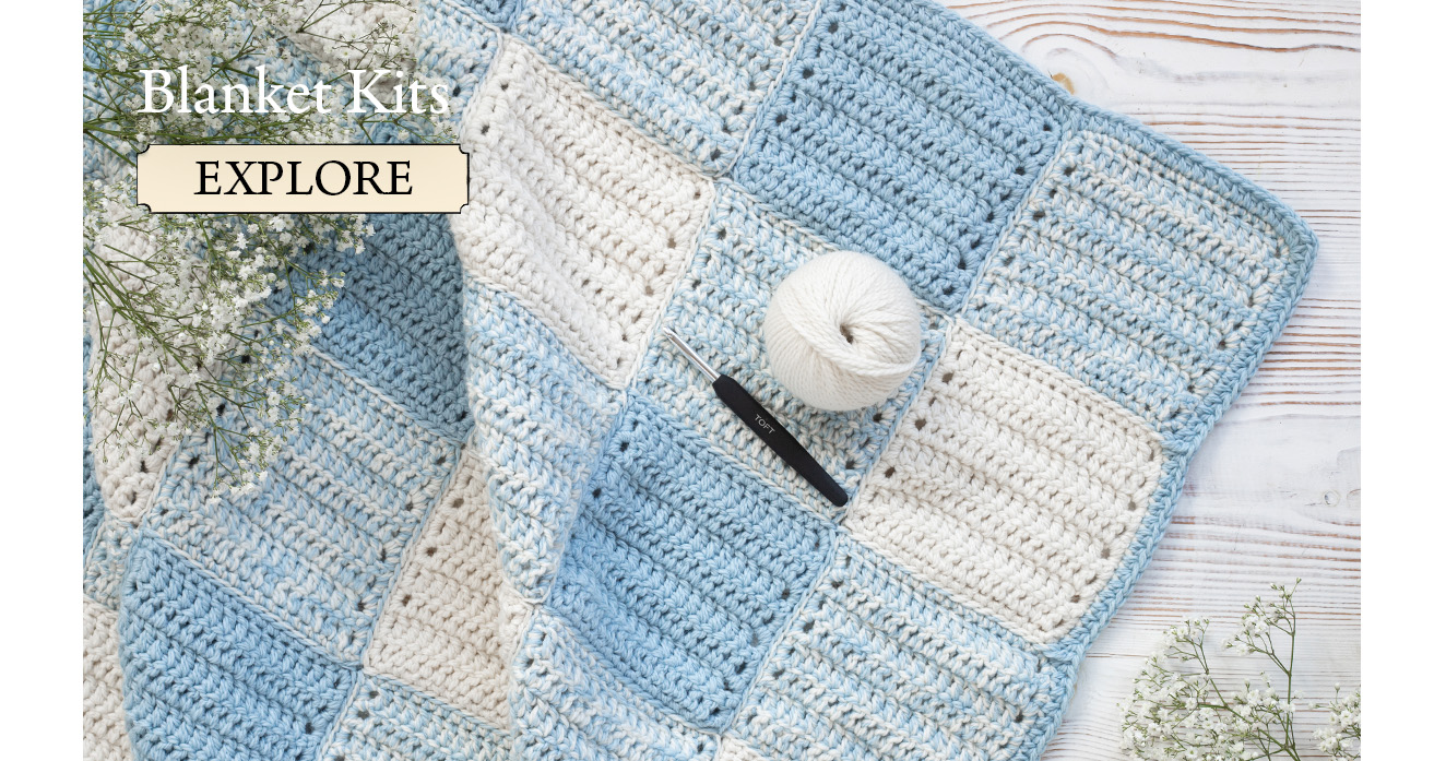 Blanket kits crochet pattern gingham picnic blanket toft